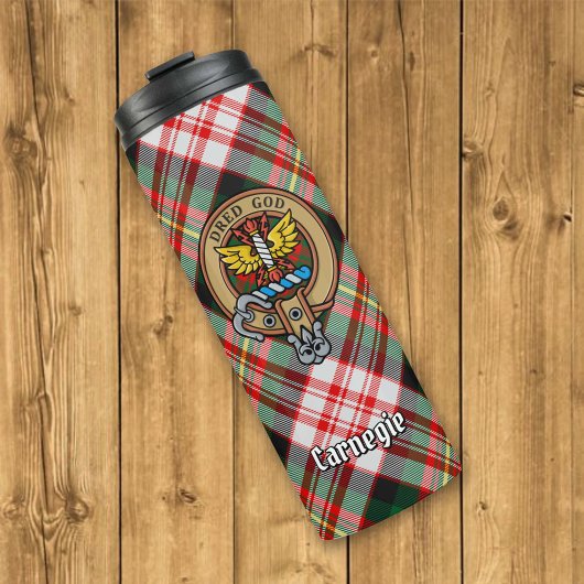 Bouteilles Isothermes Clan Carnegie Crest sur la robe Tartan