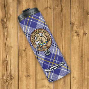Bouteilles Isothermes Clan MacPherson Crest sur la robe bleue Tartan