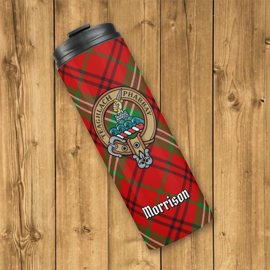 Bouteilles Isothermes Clan Morrison Crest sur Red Tartan