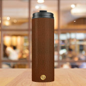 Bouteilles Isothermes Classé Faux Cuir Brown & Or Nom initial