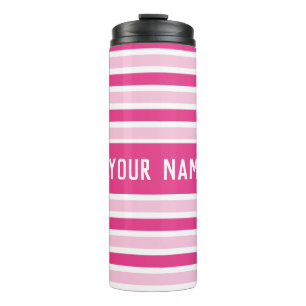 Bouteilles Isothermes Classic Chic Cute Preppy Nom Rose White Stripes