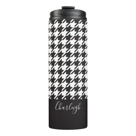 Bouteilles Isothermes Classic moderne noir et blanc Houndstooth (Devant)