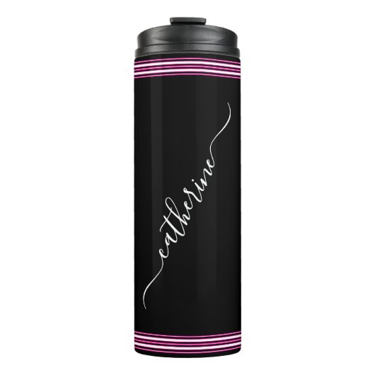 Bouteilles Isothermes Classic White Cursive Script Name Hot Pink Black (Devant)