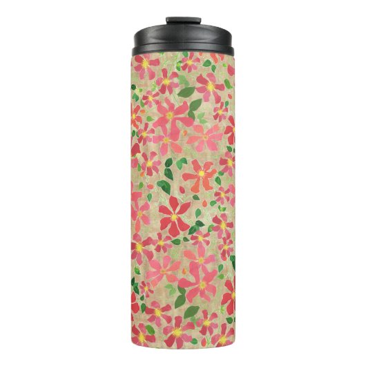 Bouteilles Isothermes Clematis rose, rouge, Orange motif floral sur la f (Devant)