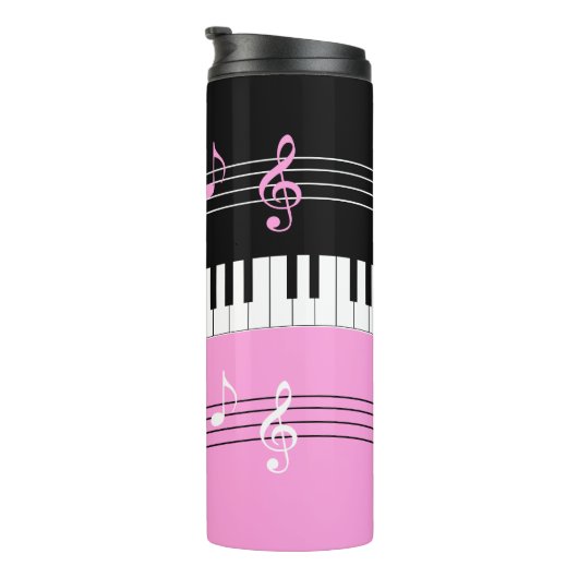 Bouteilles Isothermes Clés et notes pour piano noir rose élégant (Tourné sur la droite)