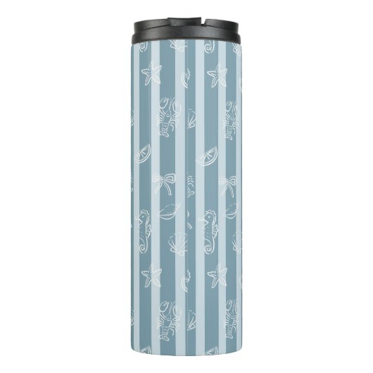 Bouteilles Isothermes Coastal Nautical Pattern | Blue Sea Shell & Seahor (Dos)