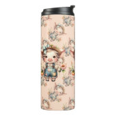 Bouteilles Isothermes Cochon fermier mignon dans les salons avec fleurs (Tourné sur la gauche)