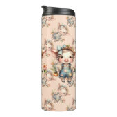 Bouteilles Isothermes Cochon fermier mignon dans les salons avec fleurs (Tourné sur la droite)