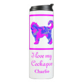 Bouteilles Isothermes Cockapoo Chien rose et bleu silhouette (Tourné sur la gauche)