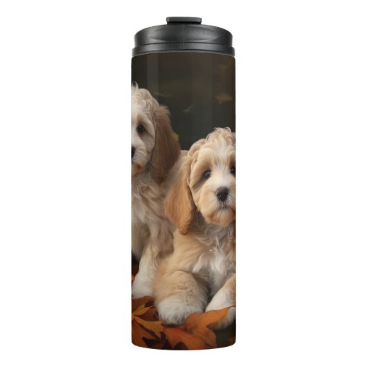 Bouteilles Isothermes Cockapoo Puppy Citrouille d'automne (Devant)