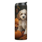 Bouteilles Isothermes Cockapoo Puppy Citrouille d'automne (Tourné sur la gauche)