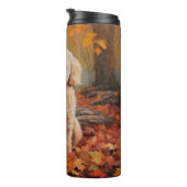 Bouteilles Isothermes Cockapou dans les feuilles d'automne automne autom (Tourné sur la droite)