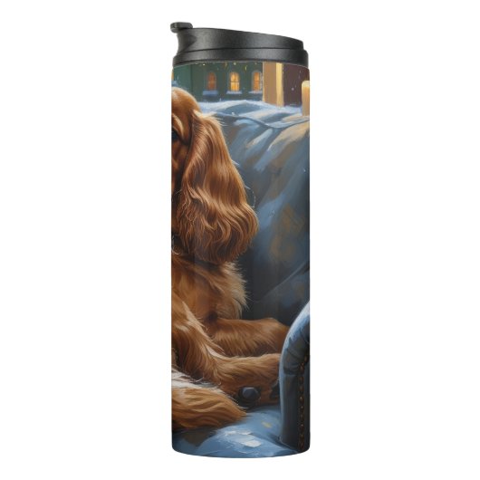 Bouteilles Isothermes Cocker Spaniel avec les lumières de Noël (Tourné sur la droite)