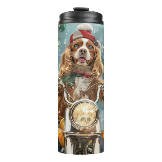 Bouteilles Isothermes Cocker Spaniel Chien à Moto Noël (Devant)