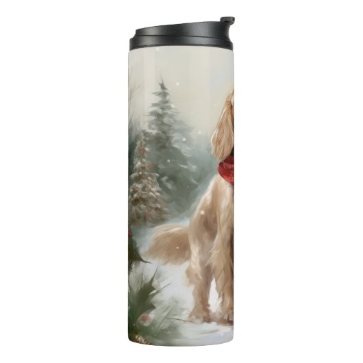 Bouteilles Isothermes Cocker Spaniel Chien dans Noël de neige (Tourné sur la gauche)
