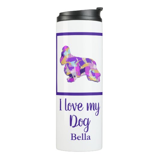 Bouteilles Isothermes Cocker Spaniel mignon Chien Silhouette Purple PY&B (Tourné sur la gauche)