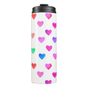 Bouteilles Isothermes coeur aquarelle peint à la main motif Valentine's