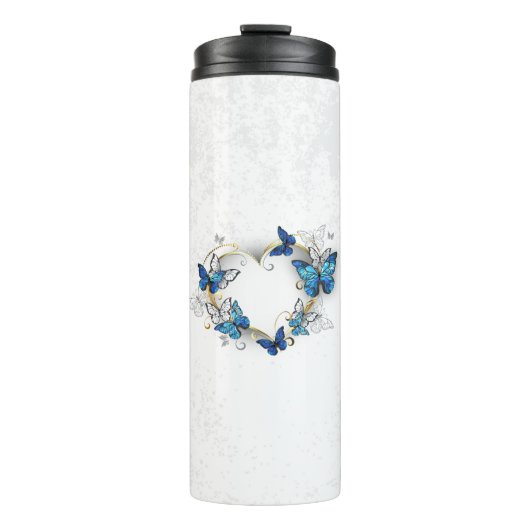 Bouteilles Isothermes Coeur bijoux avec papillons Morpho (Devant)