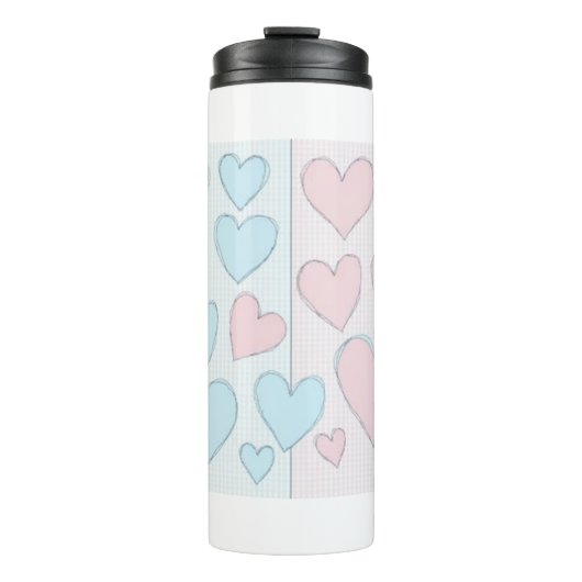 Bouteilles Isothermes Coeur bleu clair et rose (Devant)