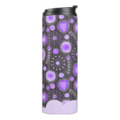 Bouteilles Isothermes Coeur gris violet blanc et nom floral (Tourné sur la gauche)