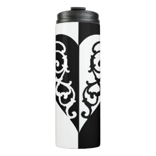 Bouteilles Isothermes Coeur noir et blanc en fibre
