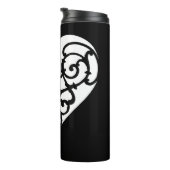Bouteilles Isothermes Coeur noir et blanc en fibre (Tourné sur la droite)