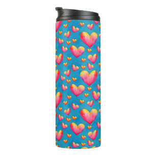 Bouteilles Isothermes Cœurs Aquarelle Multicolores Mug Thermique