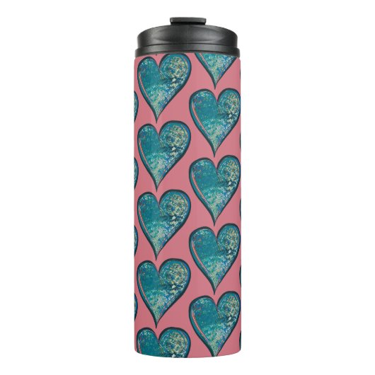 Bouteilles Isothermes Coeurs Artwork coeur bleu et rose (Devant)