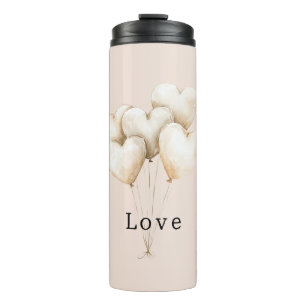 Bouteilles Isothermes Cœurs Ballons Crème Rosé Amour