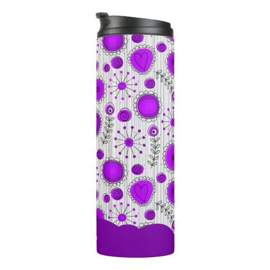 Bouteilles Isothermes Coeurs blancs violet blanc Whimsical fleurs nom fl (Tourné sur la droite)