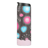 Bouteilles Isothermes Coeurs bleu rose blanc et nom floral des fleurs (Tourné sur la droite)