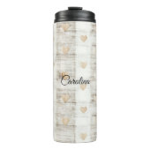 Bouteilles Isothermes Coeurs Boho Beige Blanc Crème (Devant)