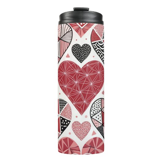 BOUTEILLES ISOTHERMES COEURS DE LA SAINT-VALENTIN PATCHWORK ROUGE GRIS N (Devant)