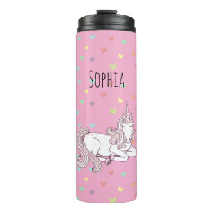 Bouteilles Isothermes Cœurs de licorne rose féminins