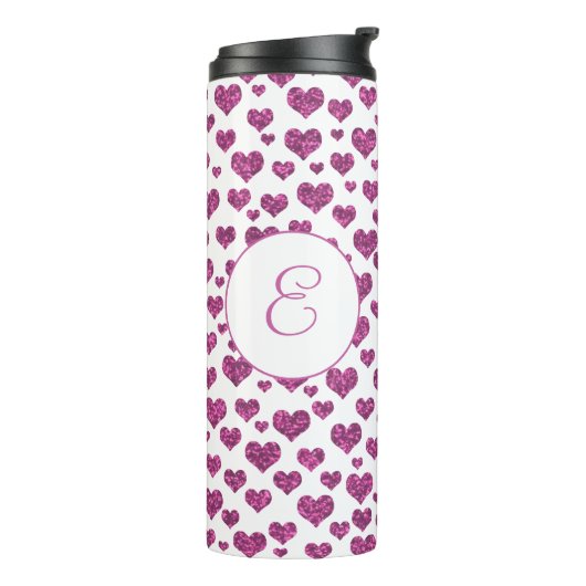 Bouteilles Isothermes Coeurs de Parties scintillant rose Motif Monogramm (Tourné sur la gauche)