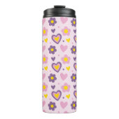 Bouteilles Isothermes Coeurs Fleurs Rétro Motif rose, violet, Jaune (Devant)