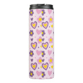 Bouteilles Isothermes Coeurs Fleurs Rétro Motif rose, violet, Jaune (Dos)