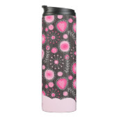 Bouteilles Isothermes Coeurs gris rose blanc et nom fleuri (Tourné sur la droite)