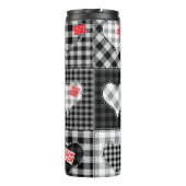 Bouteilles Isothermes Coeurs Noir Blanc Patchwork Sans Couleur. (Dos)