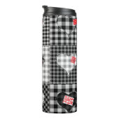 Bouteilles Isothermes Coeurs Noir Blanc Patchwork Sans Couleur. (Tourné sur la droite)