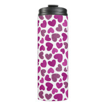 Coeurs peints motif - magenta & parties scintillan