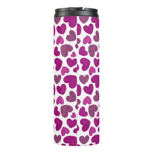 Bouteilles Isothermes Coeurs peints motif - magenta & parties scintillan (Dos)