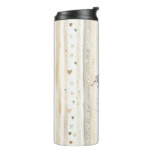 Bouteilles Isothermes Cœurs rayés blanc crème (Tourné sur la gauche)