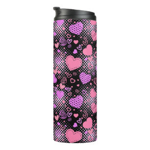 Bouteilles Isothermes Coeurs roses Motif 01 Black BG