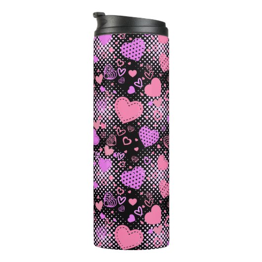 Bouteilles Isothermes Coeurs roses Motif 01 Black BG (Tourné sur la droite)