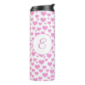 Bouteilles Isothermes Coeurs roses Motif Élégant Monogramme personnalisé (Tourné sur la gauche)