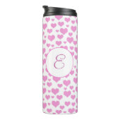 Bouteilles Isothermes Coeurs roses Motif Élégant Monogramme personnalisé (Tourné sur la droite)