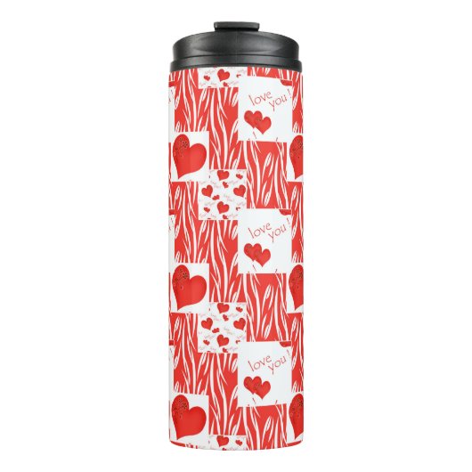 Bouteilles Isothermes Coeurs rouges, amour. (Devant)