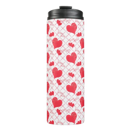 Bouteilles Isothermes Coeurs rouges, texte, "aime-toi". (Devant)