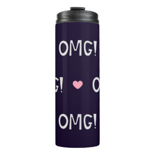 Bouteilles Isothermes Coeurs, texte OMG, motif mignon